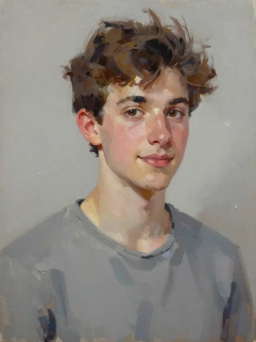 Same avatar rendered as a digital painting illustration