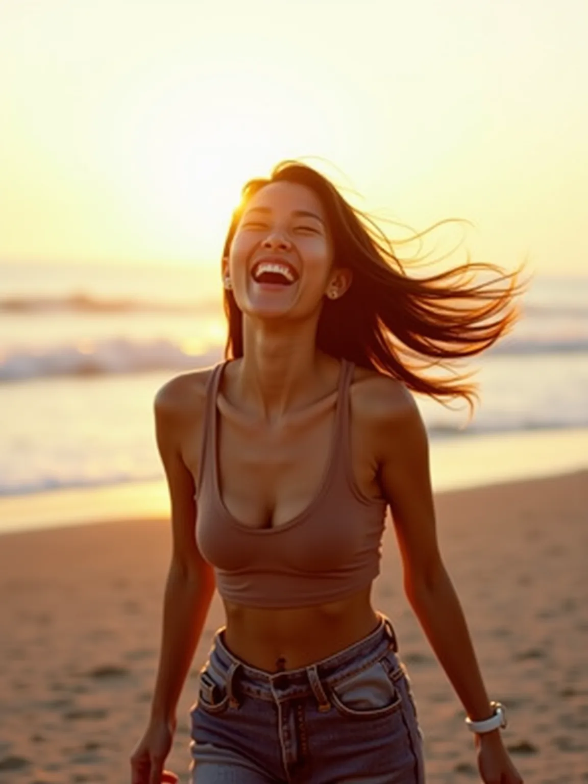 Candid beach portrait