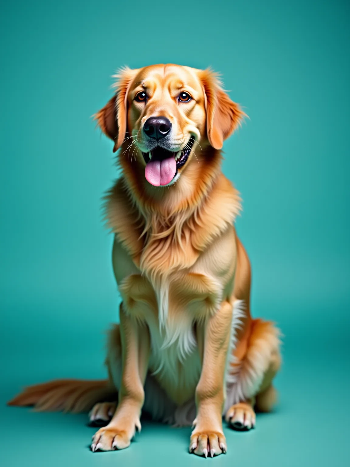 Studio portrait of a golden retriever